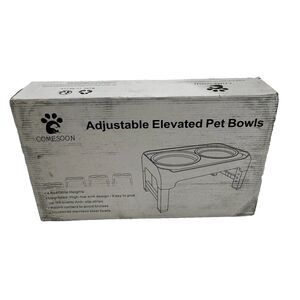 Elevated Dog Bowls‎ Black Adjustable Raised Stand 4 Heights Spill Proof Pet